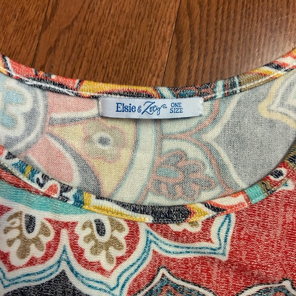 Bohemian Mandala Print Multicolor Swim Cover-Up with Tassels. One size. - Picture 6 of 9